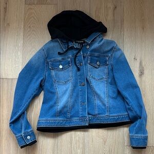 Kenneth Cole Blue Denim Jacket with Black Hood